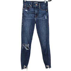 Good American Women's Medium Wash Distressed Good Waist Jeans Size 0/25